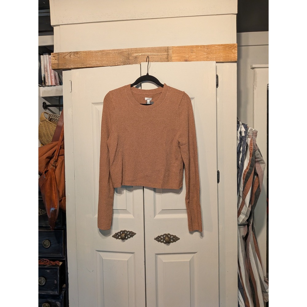 Aerie Women XL Terracotta Brown Open Back Twist Detail Cropped Sweater